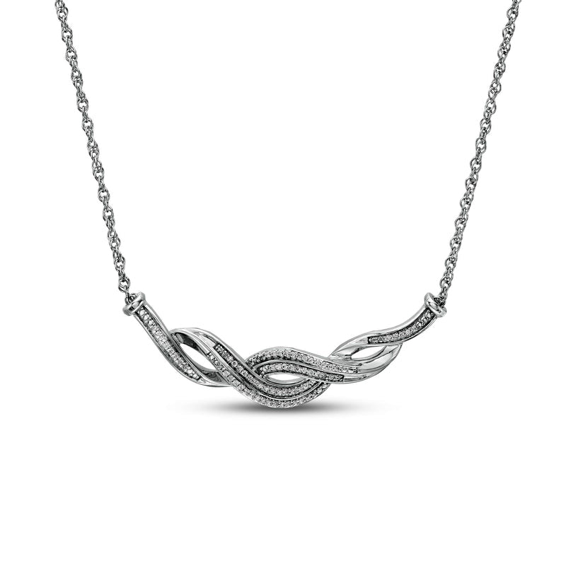 0.2 CT. T.W. Natural Diamond Double Row Twist Necklace in Sterling Silver