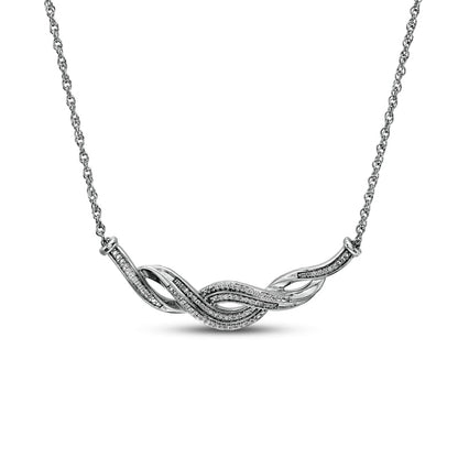 0.2 CT. T.W. Natural Diamond Double Row Twist Necklace in Sterling Silver