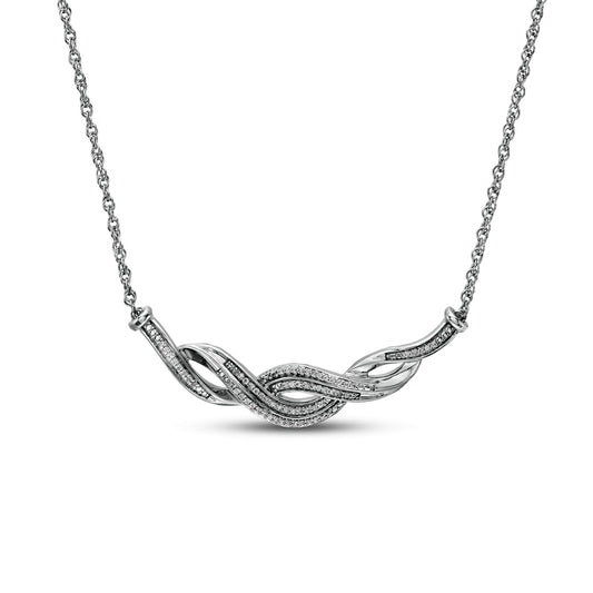 0.2 CT. T.W. Natural Diamond Double Row Twist Necklace in Sterling Silver