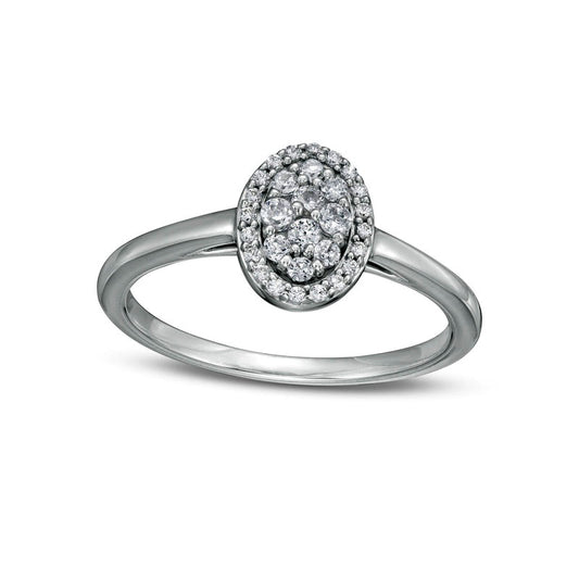 0.25 CT. T.W. Composite Oval Natural Diamond Frame Ring in Solid 10K White Gold