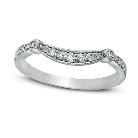 0.17 CT. T.W. Natural Diamond Contour Antique Vintage-Style Anniversary Band in Solid 10K White Gold