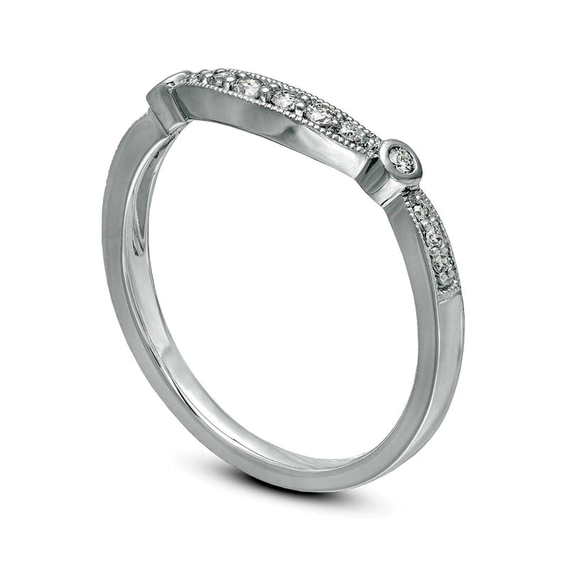 0.17 CT. T.W. Natural Diamond Contour Antique Vintage-Style Anniversary Band in Solid 10K White Gold