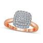 0.33 CT. T.W. Composite Cushion-Shaped Natural Diamond Double Frame Engagement Ring in Solid 10K Rose Gold