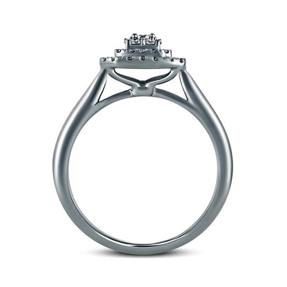 0.33 CT. T.W. Composite Natural Diamond Double Octagonal Frame Engagement Ring in Solid 10K White Gold