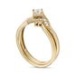 0.25 CT. T.W. Princess-Cut Natural Diamond Tilted Bypass Bridal Engagement Ring Set in Solid 10K Yellow Gold