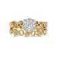 0.33 CT. T.W. Natural Diamond Frame Antique Vintage-Style Vine Bridal Engagement Ring Set in Solid 10K Yellow Gold