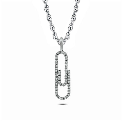 0.2 CT. T.W. Natural Diamond Paperclip Pendant in 10K White Gold
