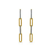 0.33 CT. T.W. Diamond Oval Link Drop Earrings in Sterling Silver with 14K Gold Plate