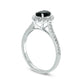Oval Black Sapphire and 0.33 CT. T.W. Natural Diamond Frame Engagement Ring in Solid 10K White Gold