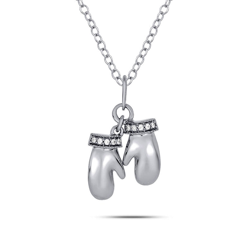 0.05 CT. T.W. Natural Diamond Mittens Pendant in Sterling Silver