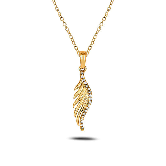 0.07 CT. T.W. Natural Diamond Wing Pendant in Sterling Silver with 14K Gold Plate