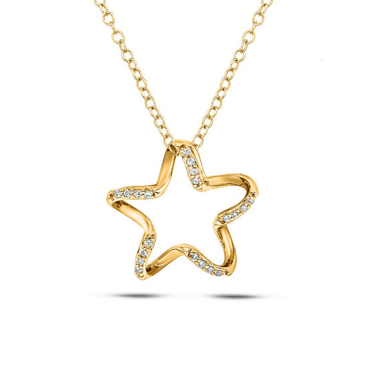 0.05 CT. T.W. Natural Diamond Star Pendant in Sterling Silver with 14K Gold Plate