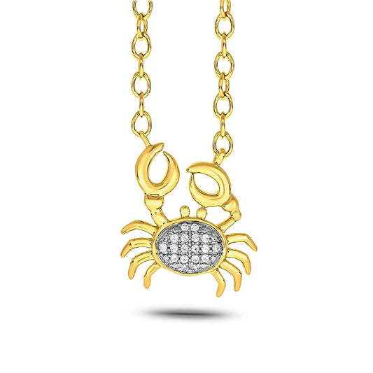 0.05 CT. T.W. Natural Diamond Crab Necklace in Sterling Silver with 14K Gold Plate