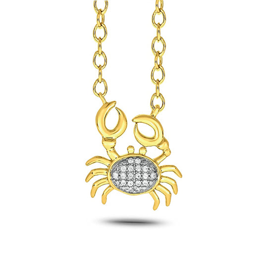 0.05 CT. T.W. Natural Diamond Crab Necklace in Sterling Silver with 14K Gold Plate