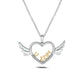0.05 CT. T.W. Natural Diamond "Miss U" Winged Heart Pendant in Sterling Silver with 14K Gold Plate