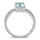 Emerald-Cut Aquamarine and 0.20 CT. T.W. Natural Diamond Tapered Split Shank Ring in Solid 14K White Gold