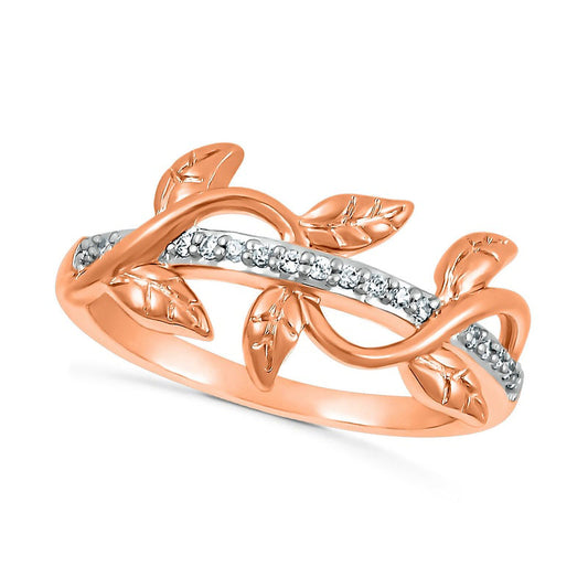 0.10 CT. T.W. Natural Diamond Twist Vine Ring in Sterling Silver with Solid 14K Rose Gold Plate