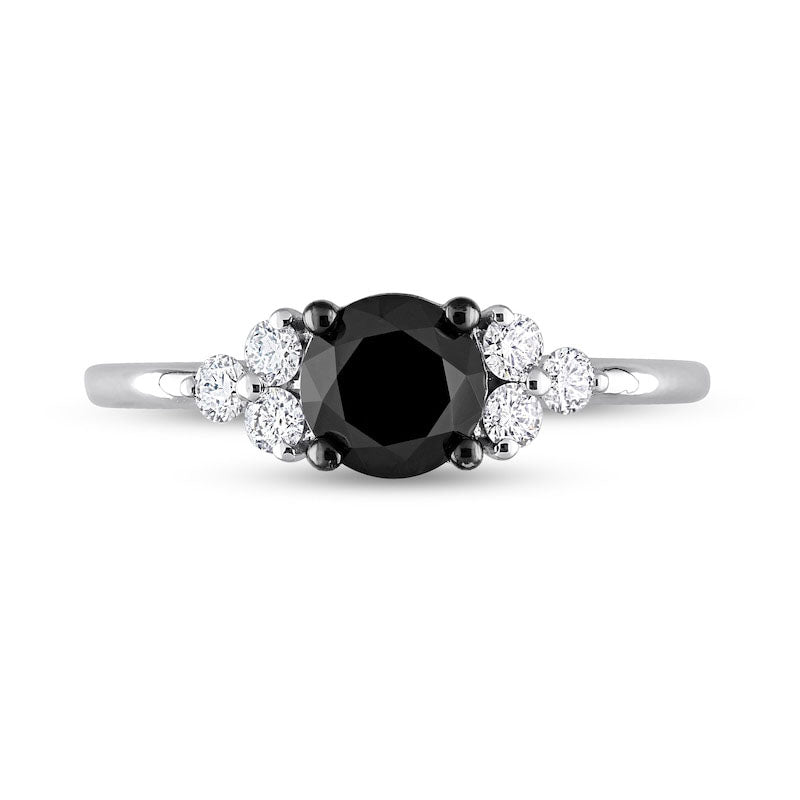 1.20 CT. T.W. Black Enhanced and White Natural Diamond Tri-Sides Engagement Ring in Solid 10K White Gold