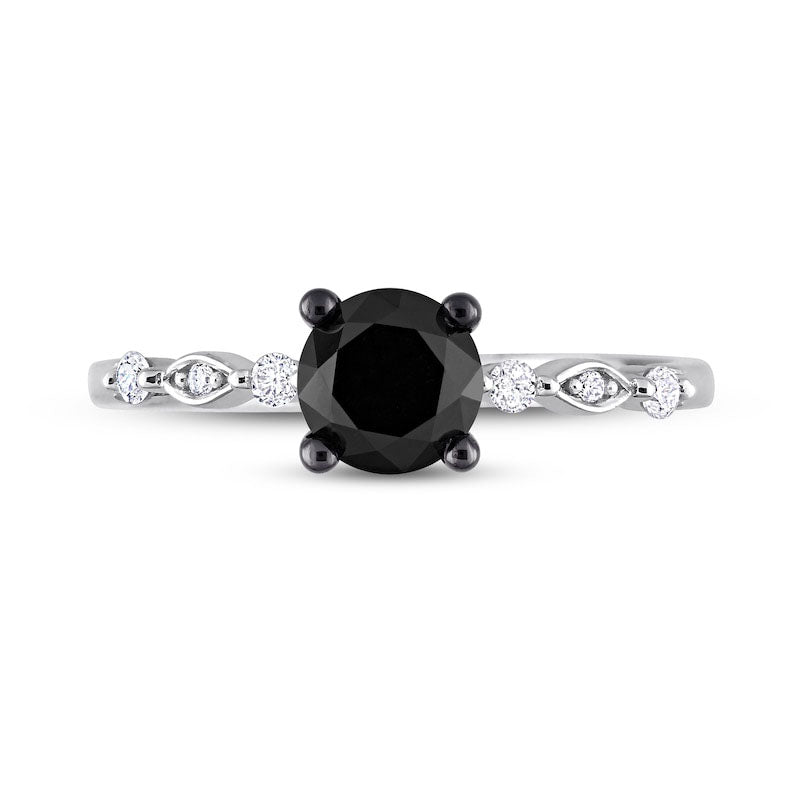 1.0 CT. T.W. Black Enhanced and White Natural Diamond Engagement Ring in Solid 10K White Gold