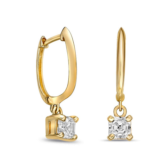 0.5 CT. T.W. Certified Asscher-Cut Diamond Solitaire Drop Earrings in 14K Gold (I/VS2)