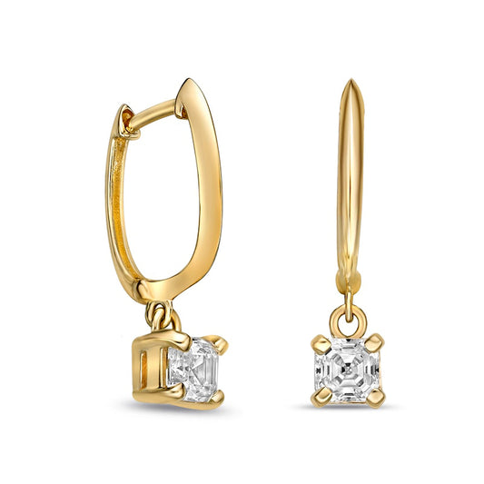 0.75 CT. T.W. Certified Asscher-Cut Diamond Solitaire Drop Earrings in 14K Gold (I/VS2)