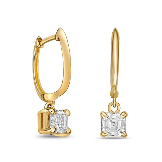 1 CT. T.W. Certified Asscher-Cut Diamond Solitaire Drop Earrings in 14K Gold (I/VS2)