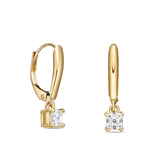 1 CT. T.W. Certified Asscher-Cut Diamond Solitaire Drop Earrings in 14K Gold (I/VS2)