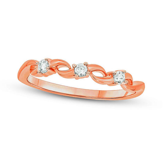 0.10 CT. T.W. Natural Diamond Station Loose Braid Ring in Solid 10K Rose Gold