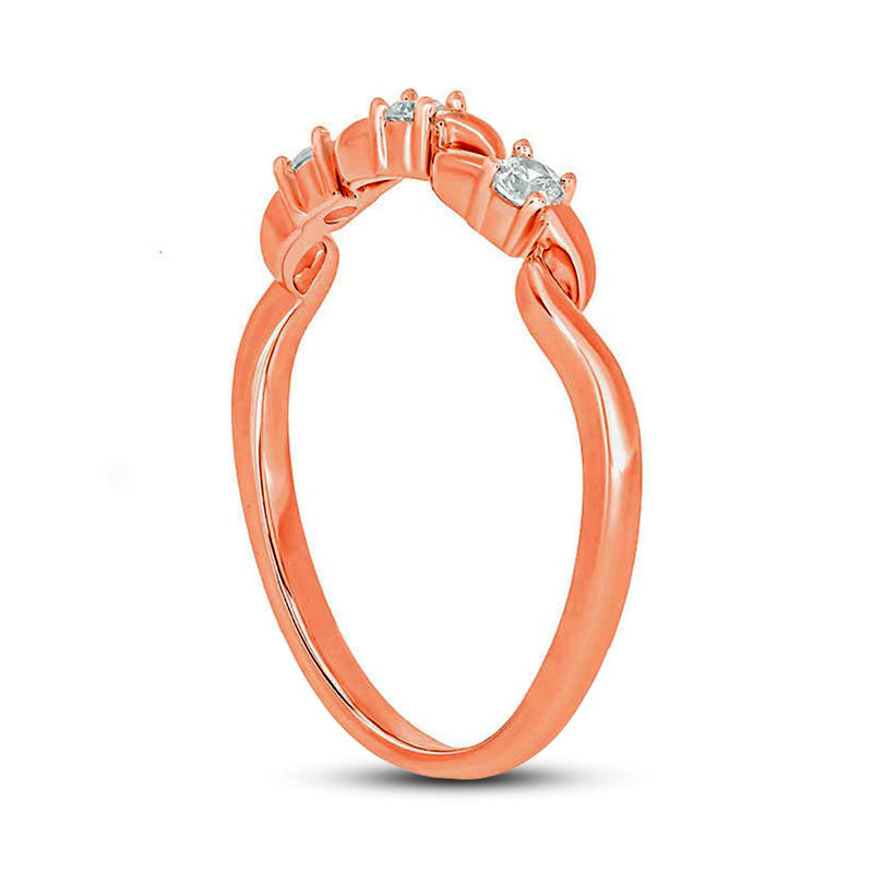 0.10 CT. T.W. Natural Diamond Station Loose Braid Ring in Solid 10K Rose Gold
