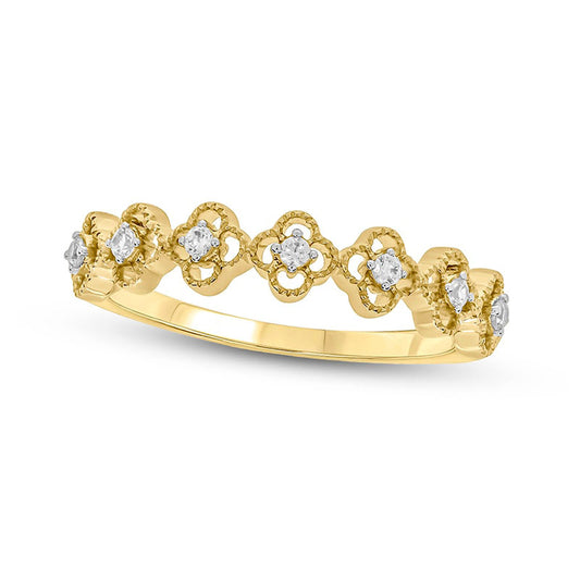 0.10 CT. T.W. Natural Diamond Antique Vintage-Style Clover Ring in Solid 10K Yellow Gold