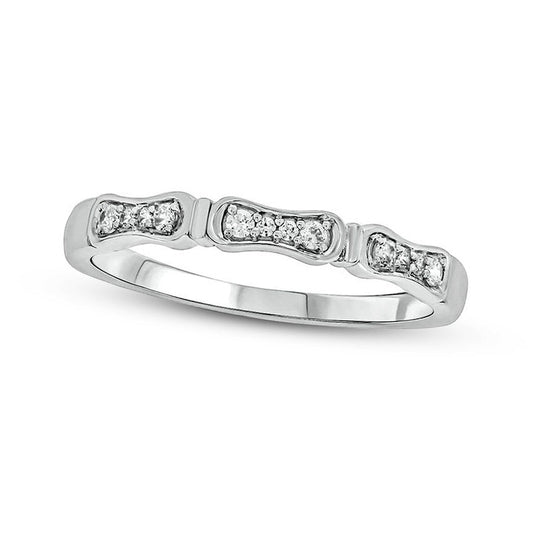 0.10 CT. T.W. Natural Diamond Bamboo-Style Ring in Solid 10K White Gold