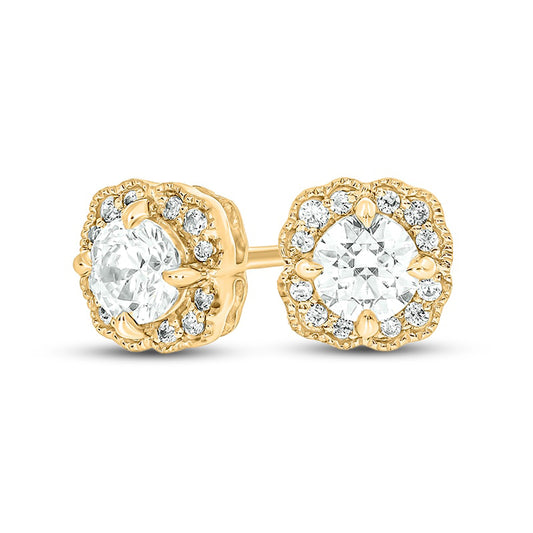 0.5 CT. T.W. Diamond Flower Frame Vintage-Style Stud Earrings in 10K Gold (I/I2)
