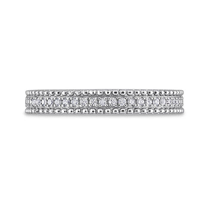 0.10 CT. T.W. Natural Diamond Multi-Row Beaded Anniversary Band in Sterling Silver