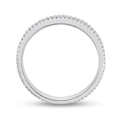 0.10 CT. T.W. Natural Diamond Multi-Row Beaded Anniversary Band in Sterling Silver