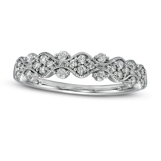 0.33 CT. T.W. Natural Diamond Milgrain Stackable Band in Solid 10K White Gold