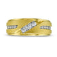 Men's 0.38 CT. T.W. Natural Diamond Three Stone Slant Wedding Band in Solid 10K Yellow Gold
