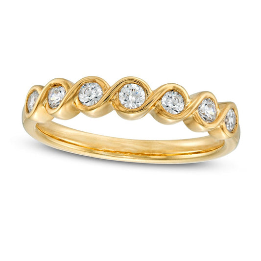 0.33 CT T.W. Natural Diamond Twist Stackable Band in Solid 10K Yellow Gold