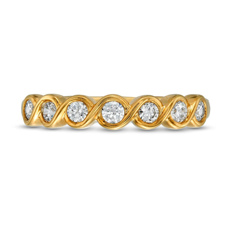 0.33 CT T.W. Natural Diamond Twist Stackable Band in Solid 10K Yellow Gold