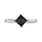 1.0 CT. T.W. Cushion-Cut Black Enhanced and White Natural Diamond Tilted Bypass Engagement Ring in Solid 10K White Gold