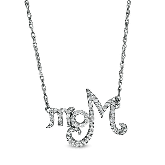 0.17 CT. T.W. Natural Diamond "Mom" Necklace in Sterling Silver