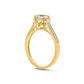 6.0mm White Lab-Created Sapphire and 0.10 CT. T.W. Diamond Ornate Frame Floral Ring in Solid 10K Yellow Gold
