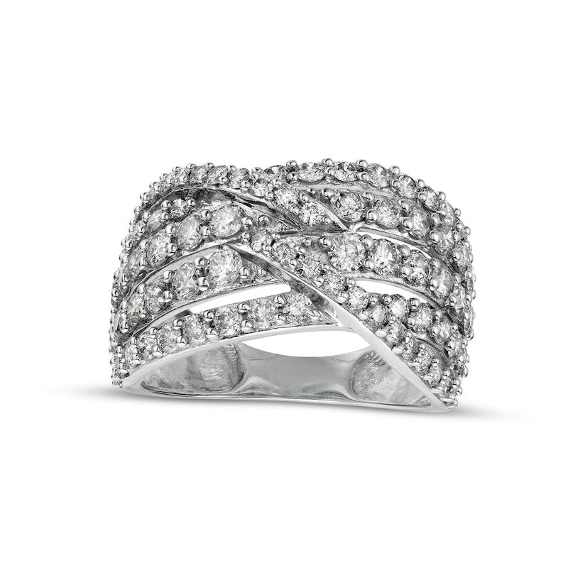 2.0 CT. T.W. Natural Diamond Multi-Row Bypass Ring in Solid 10K White Gold