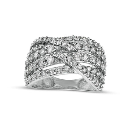 2.0 CT. T.W. Natural Diamond Multi-Row Bypass Ring in Solid 10K White Gold