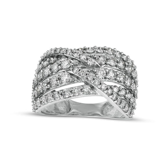 2.0 CT. T.W. Natural Diamond Multi-Row Bypass Ring in Solid 10K White Gold