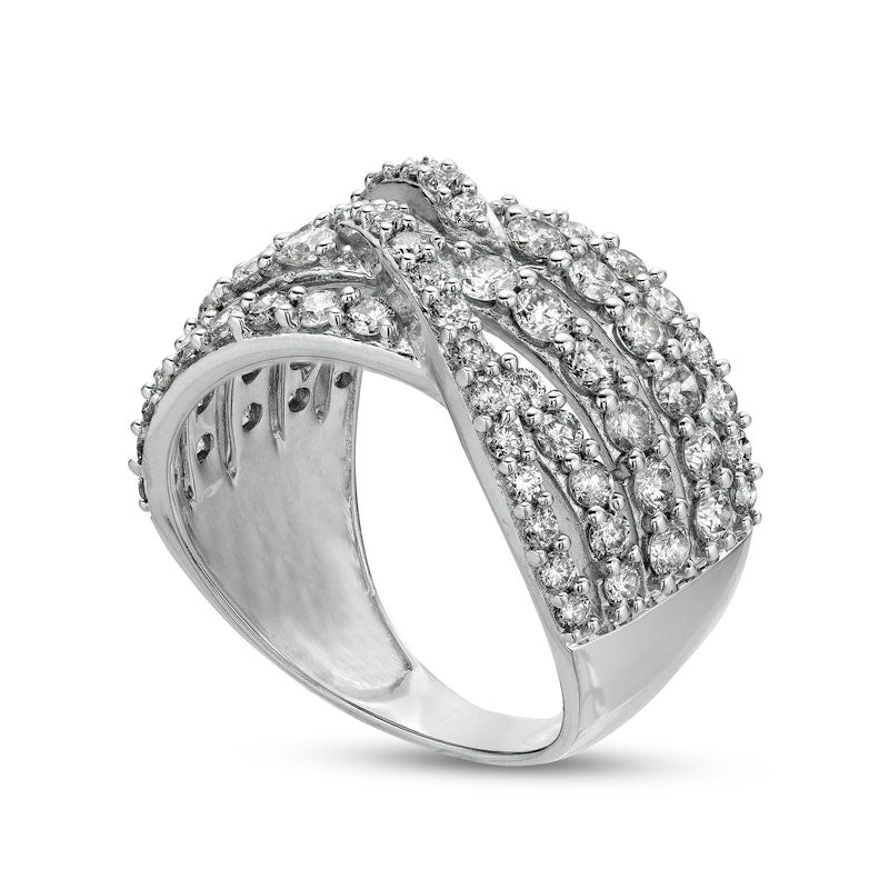2.0 CT. T.W. Natural Diamond Multi-Row Bypass Ring in Solid 10K White Gold