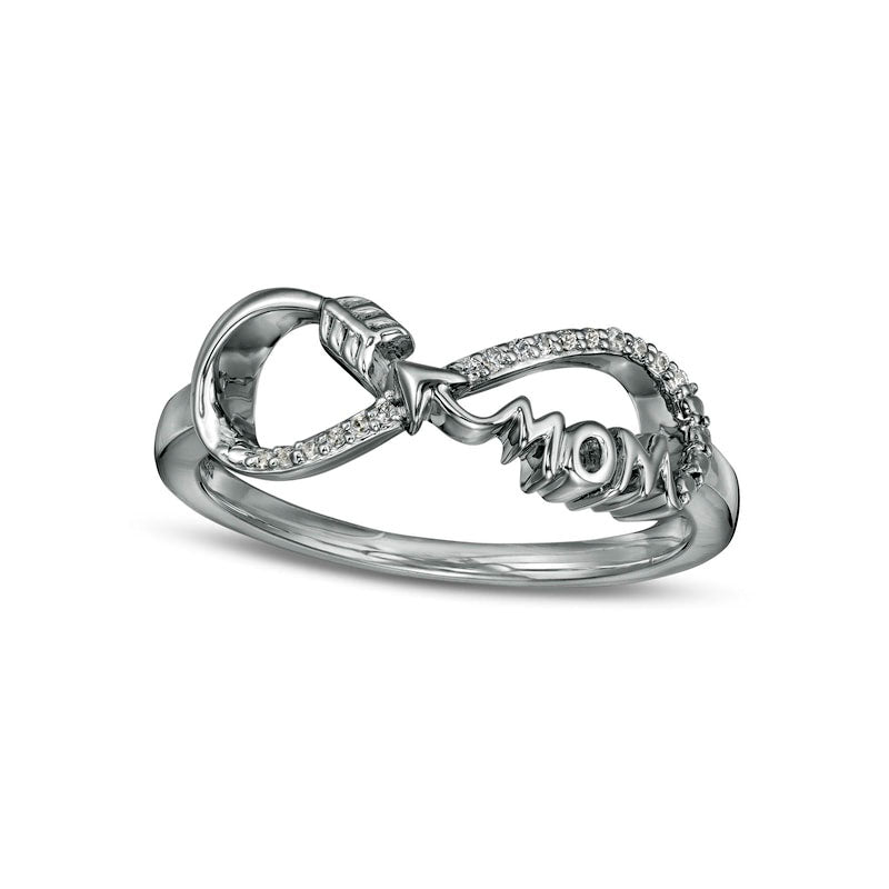 0.05 CT. T.W. Natural Diamond "Mom" Infinity Arrow Ring in Sterling Silver