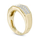 Men's 0.75 CT. T.W. Natural Diamond Double Row Wedding Band in Solid 10K Yellow Gold