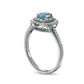 Oval Aquamarine and 0.25 CT. T.W. Natural Diamond Double Frame Ring in Solid 10K White Gold
