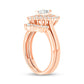 1.0 CT. T.W. Pear-Shaped Natural Diamond Sunburst Contour Bridal Engagement Ring Set in Solid 14K Rose Gold (I/I2)