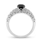 0.88 CT. T.W. Black Enhanced and White Natural Diamond Chevron Engagement Ring in Solid 14K White Gold